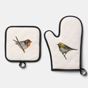 Warblers White Oven Mitt Potholders Set