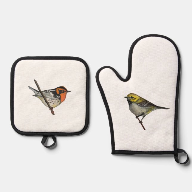 Warblers White Oven Mitt Potholders Set (Front)