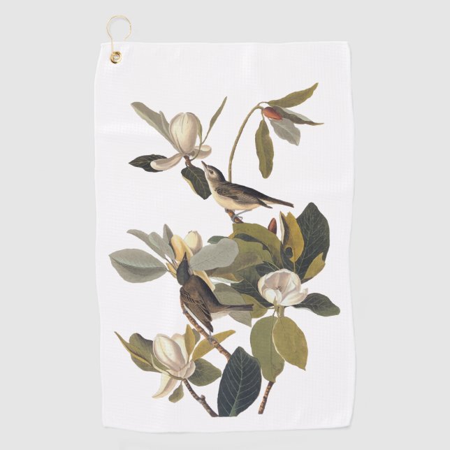 Warbling Flycatcher Kingbirds Vintage Audubon art Golf Towel (Front)
