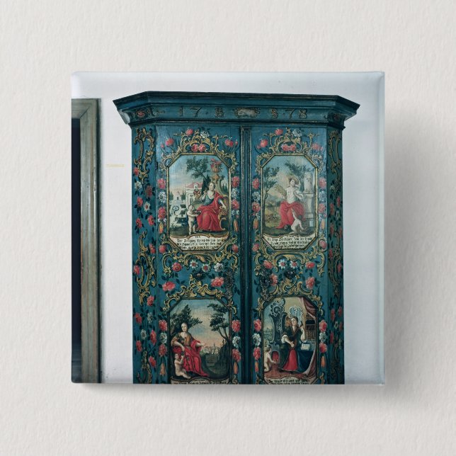 Wardrobe decorated with scenes of the four 2 inch square button (Front)