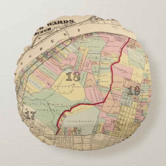 Wards 1819 of Pittsburgh, Pennsyvania Round Pillow (Front)