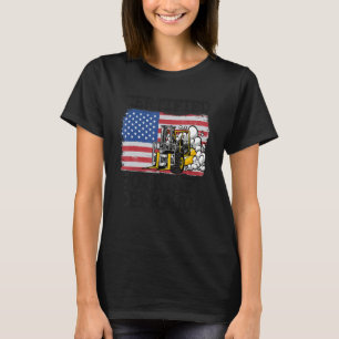 Warehouse American Flag Forklift Certified Forklif T-Shirt