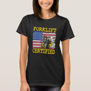 Warehouse American Flag Forklift Operator Forklift T-Shirt