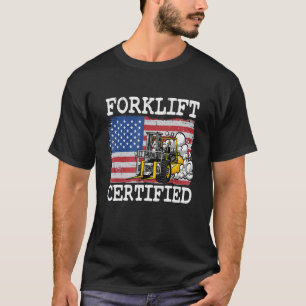 Warehouse American Flag Forklift Operator Forklift T-Shirt