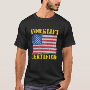 Warehouse American Flag Forklift Operator Forklift T-Shirt