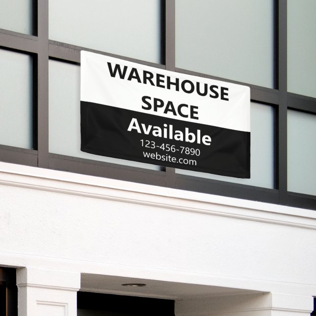 Warehouse Space Available Phone Website White Banner (Outside Building)