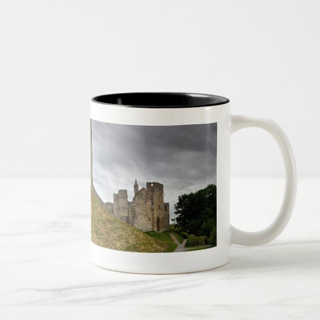 Warkworth Castle in Northumberland, England Two-Tone Coffee Mug (Right)