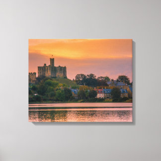 Warkworth Village and Castle at sunset Canvas Print