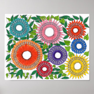 warli art colour poster