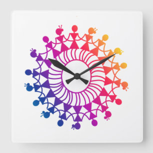 WARLI ART DESIGN SQUARE WALL CLOCK