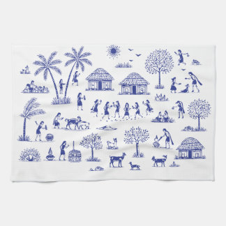 Warli Art Indian Tribal Illustration Kitchen Towel