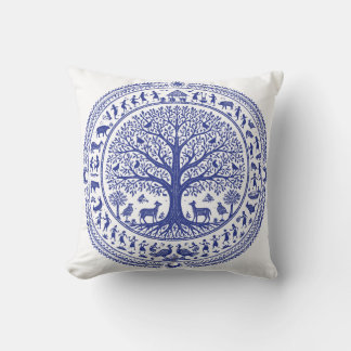 Warli Art Indian Tribal Illustration | Minimalist  Throw Pillow