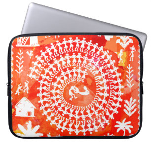 Warli painting - hand drawn traditional the ancien laptop sleeve