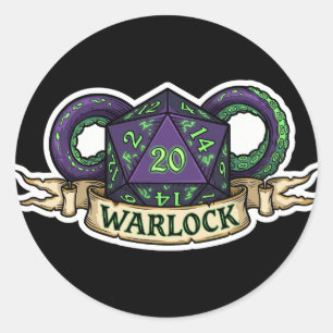 Warlock D20 Class Crest Sticker - Funny D&D Warloc