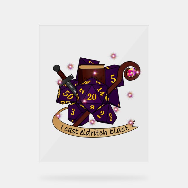 Warlock Dice Design Acrylic Sign (Front)