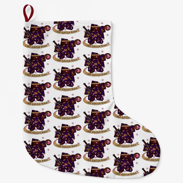 Warlock Dice Design Large Christmas Stocking (Front)