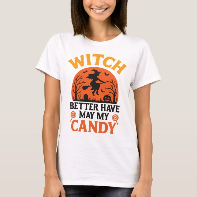 Warlock Flight and Cube Spell Halloween T-Shirt (Front)