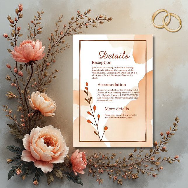 Warm abstract boho brown tone wedding enclosure card (Creator Uploaded)