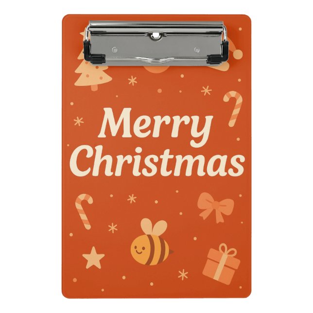 Warm Aesthetic Christmas Art – Cute Festive Icons  Mini Clipboard (Front)
