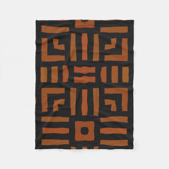 Warm African Geometric Tribal Design Fleece Blanket (Front)