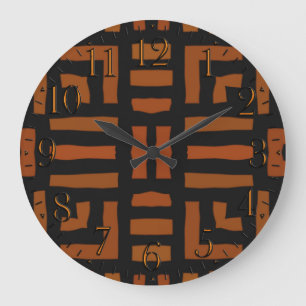 Warm African Tribal Artwork Large Clock