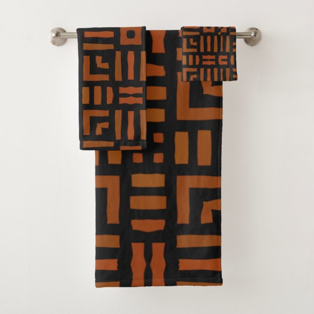 Warm African Tribal Design Bath Towel Set (Insitu)