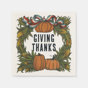 Warm Americana Harvest Thanksgiving Napkin