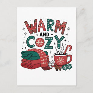 Warm And Cozy Christmas Hot Cocoa Xmas Announcement Postcard