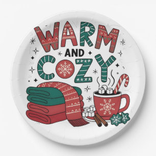 Warm And Cozy Christmas Hot Cocoa Xmas  Paper Plate