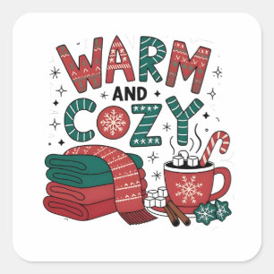 Warm And Cozy Christmas Hot Cocoa Xmas Square Sticker