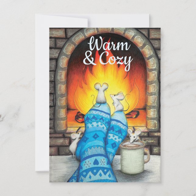 Warm and Cozy Custom Message Flat Card (Front)