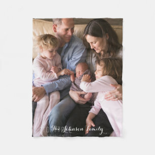 Warm And Cozy Fleece Blanket with Family Photo