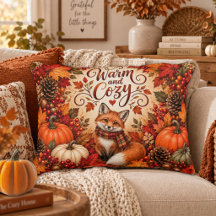 Warm and Cozy Fox Pumpkins Fall Illustration