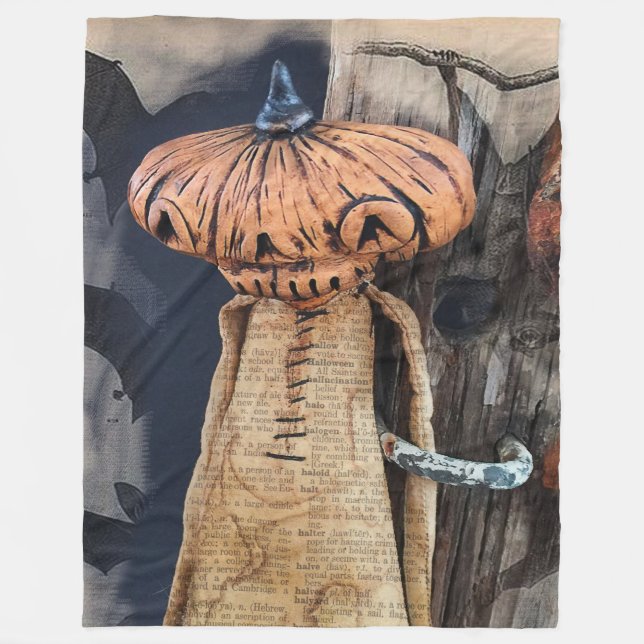 Warm and Cozy Halloween Throw with Pumpkin Fall  Fleece Blanket (Front)