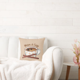 Warm and Cozy Indian Spiced Chai Tea Latte Cup Throw Pillow