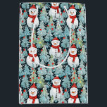 Warm and Cozy Snowman on a Winter Day Christmas Medium Gift Bag<br><div class="desc">Christmas gift bag with snowmen in warm red scarves and a pretty blue pine tree background.</div>