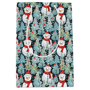 Warm and Cozy Snowman on a Winter Day Christmas Medium Gift Bag