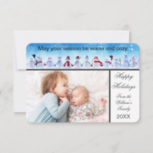 Warm and Cozy Snowmen - 3x5 Christmas Card