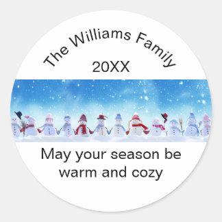 Warm and Cozy Snowmen - Circle Sticker