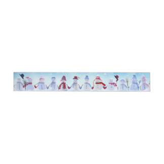 Warm and Cozy Snowmen - Long Sticker Wrap Around Label