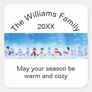 Warm and Cozy Snowmen - Square Sticker