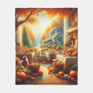 Warm and Cozy Thanksgiving Gathering Fleece Blanket