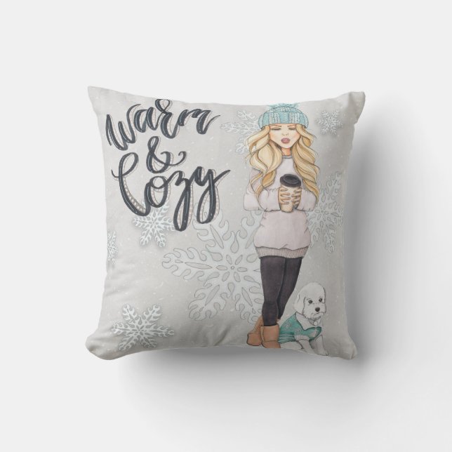 Warm and Cozy Throw Pillow (Front)
