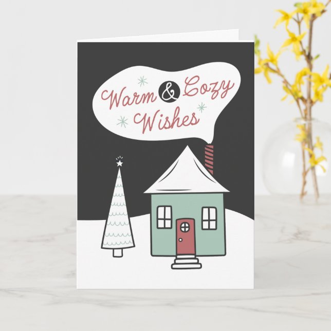 Warm And Cozy Wishes Real Estate Christmas Card (Yellow Flower)