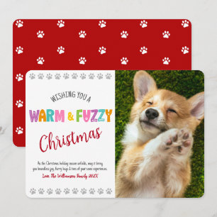 Warm and Fuzzy Pet Christmas Photo Typography Cute Holiday Card