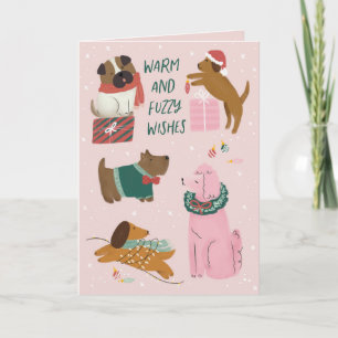 Warm and Fuzzy Wishes Dog Holiday Card