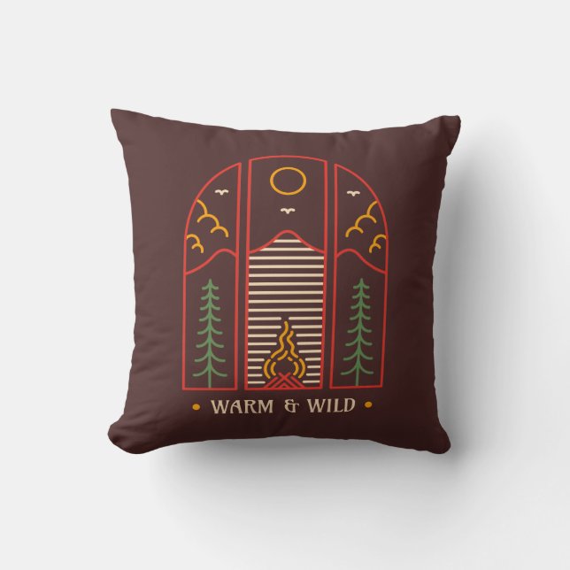 Warm and Wild Throw Pillow (Front)