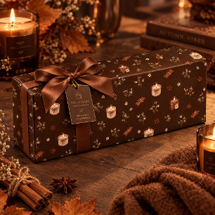 Warm Autumn Candle & Gift Wrapping Paper Seamless