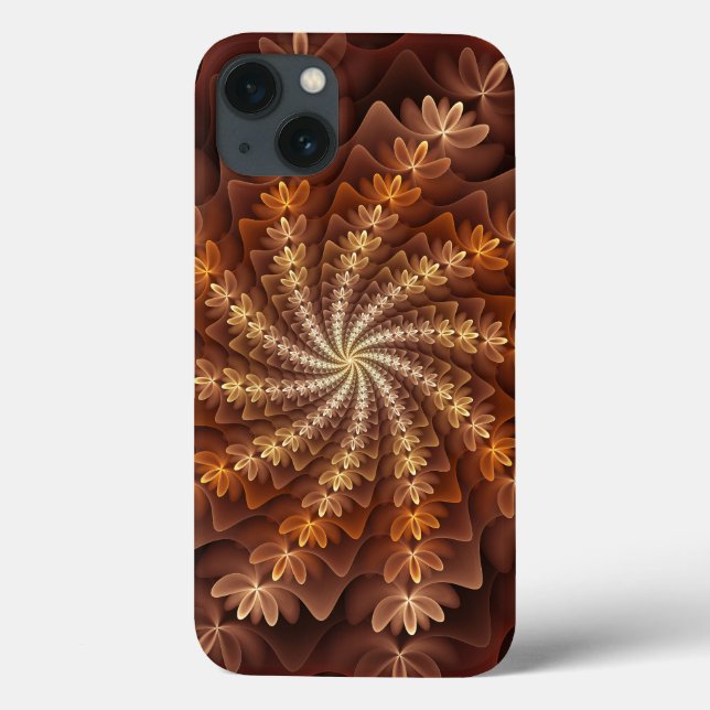 Warm Autumn Colours, Modern Abstract Fractal Art Case-Mate iPhone Case (Back)