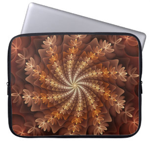 Warm Autumn Colours, Modern Abstract Fractal Art Laptop Sleeve